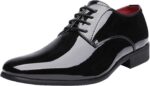 Men's Faux Patent Leather Tuxedo Dress Shoes Classic Lace-up Formal Oxford
