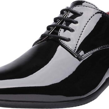 Men's Faux Patent Leather Tuxedo Dress Shoes Classic Lace-up Formal Oxford