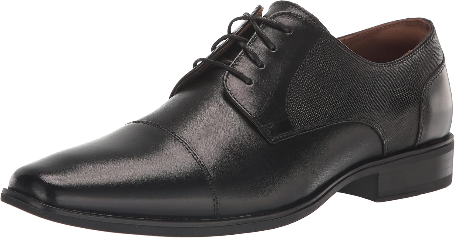 Formal Shoe for Men - Leather Upper with Man-Made Lining, Snipped Toe, and Blind Eyelets