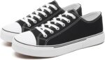 Men Canvas Low top Shoes Classic Casual Sneakers Black and White Fashion Shoes