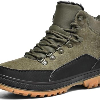 Men's Hiking Boots, Lightweight Waterproof Boots, Plush Lined, Non-Slip, Warm Shoes